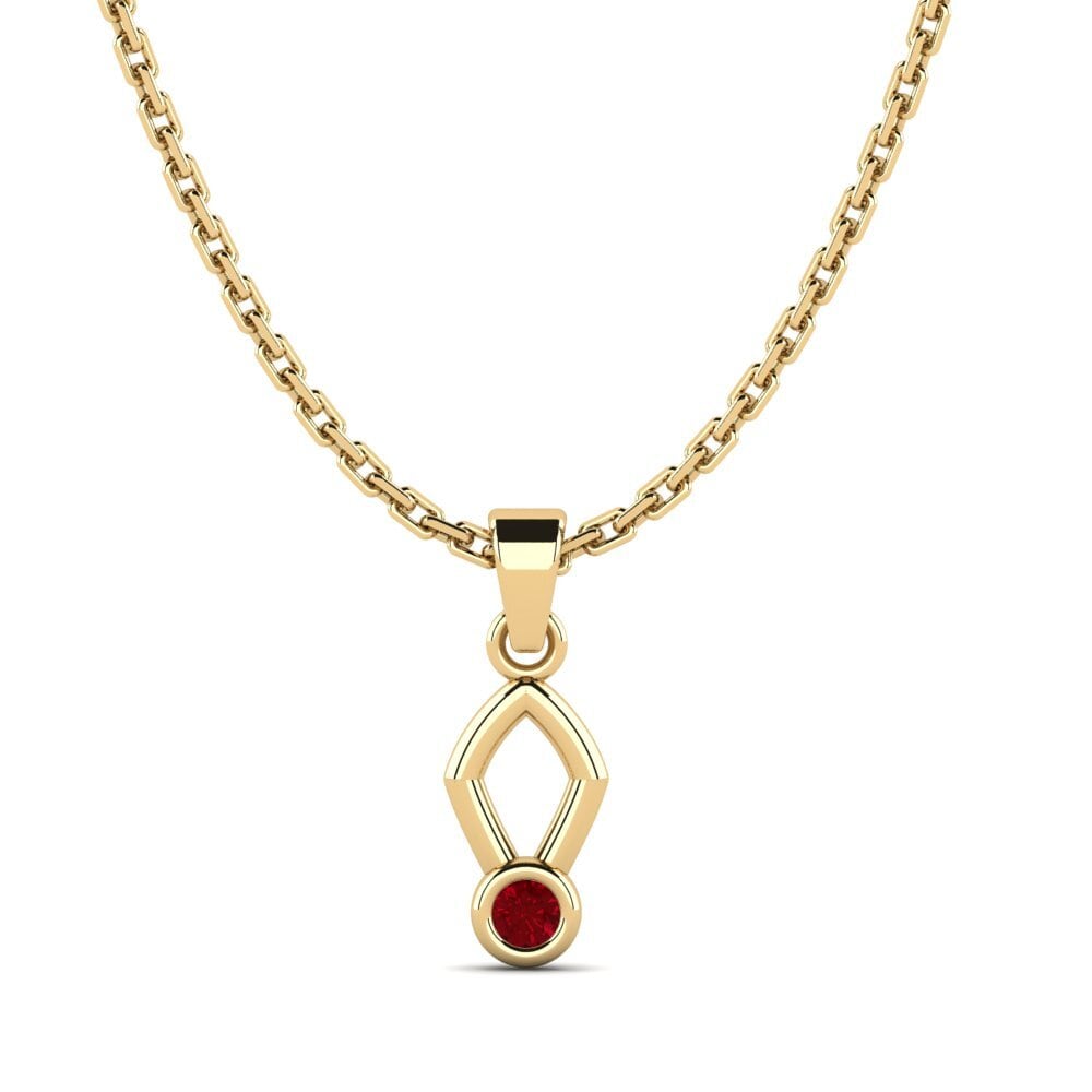 9k Oro Amarillo Circonita Roja Colgante de Mujer Contlearn
