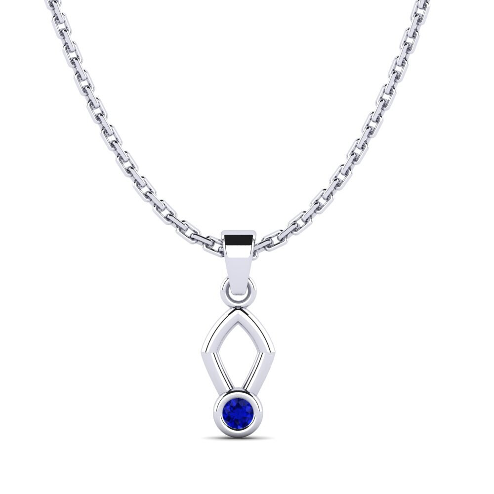 18k Oro Blanco Zafiro Colgante de Mujer Contlearn