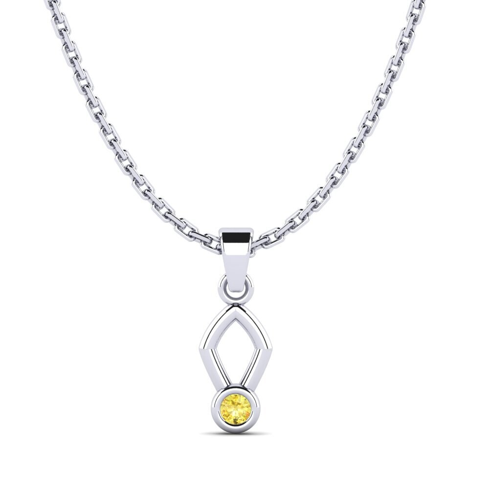 18k Oro Blanco Zafiro amarillo Colgante de Mujer Contlearn