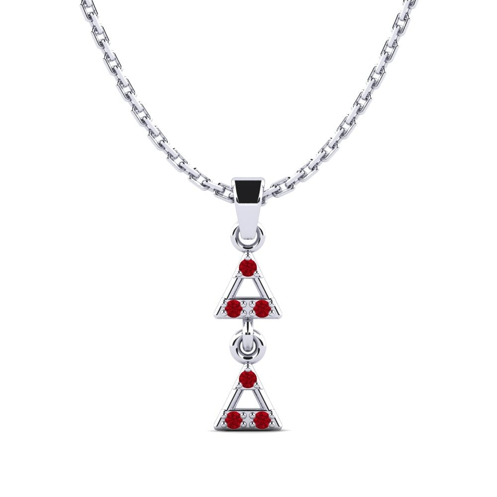 Platino 950 Circonita Roja Colgante de Mujer Corridgeds