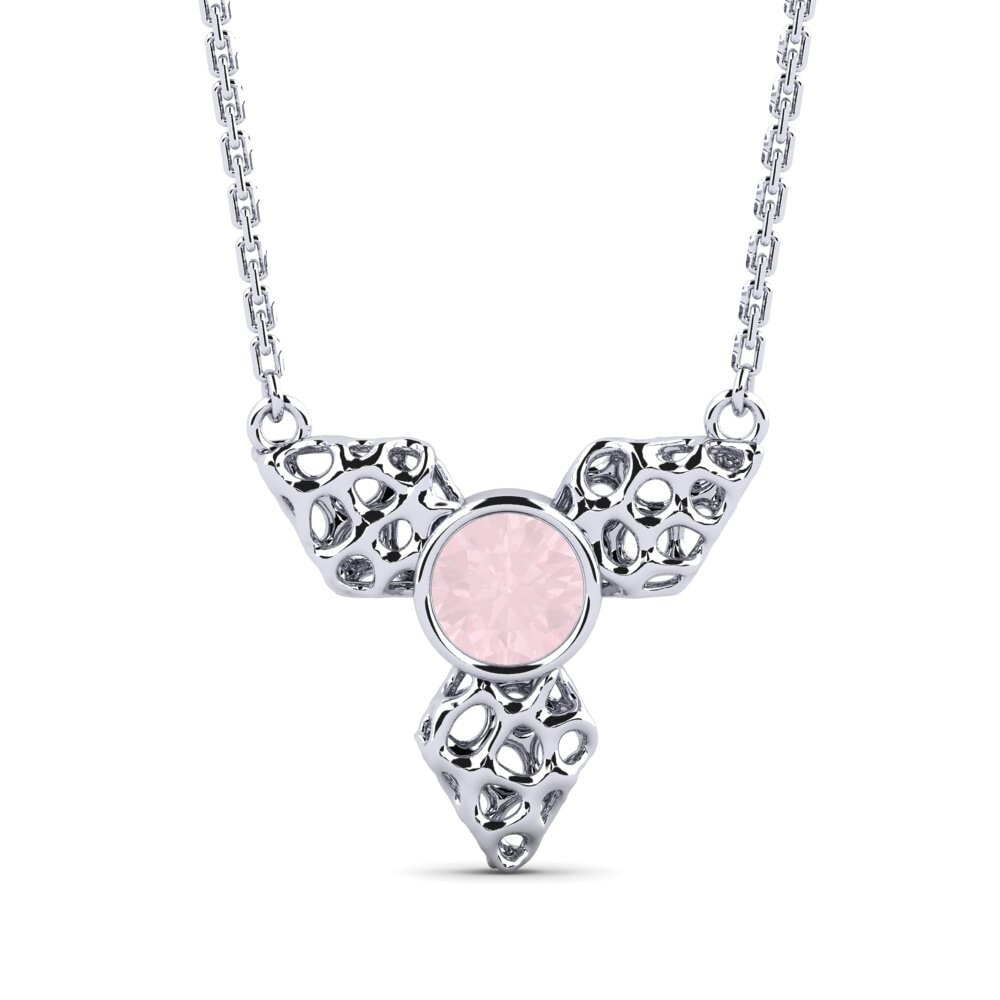 Plata 925 Cuarzo rosa Collar de Mujer Dayan
