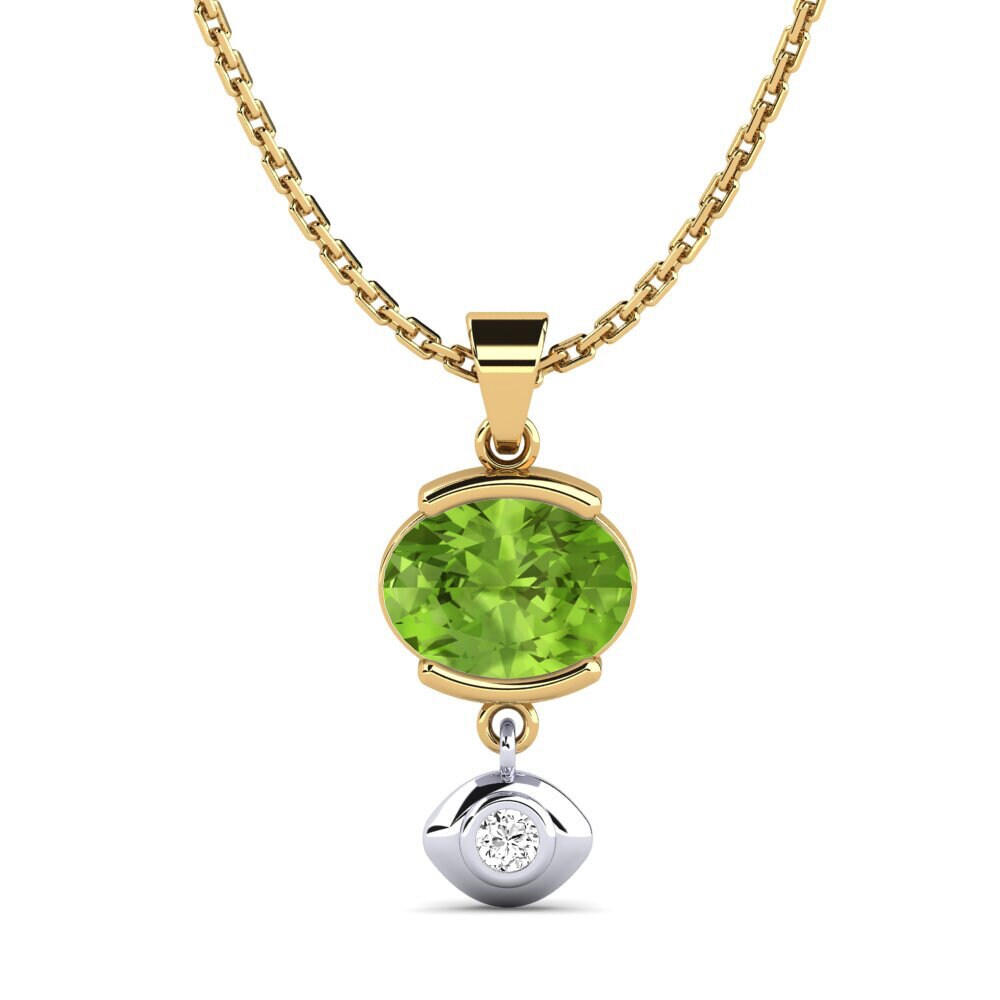 9k Oro Amarillo & Blanco Peridoto Colgante de Mujer Earlyn