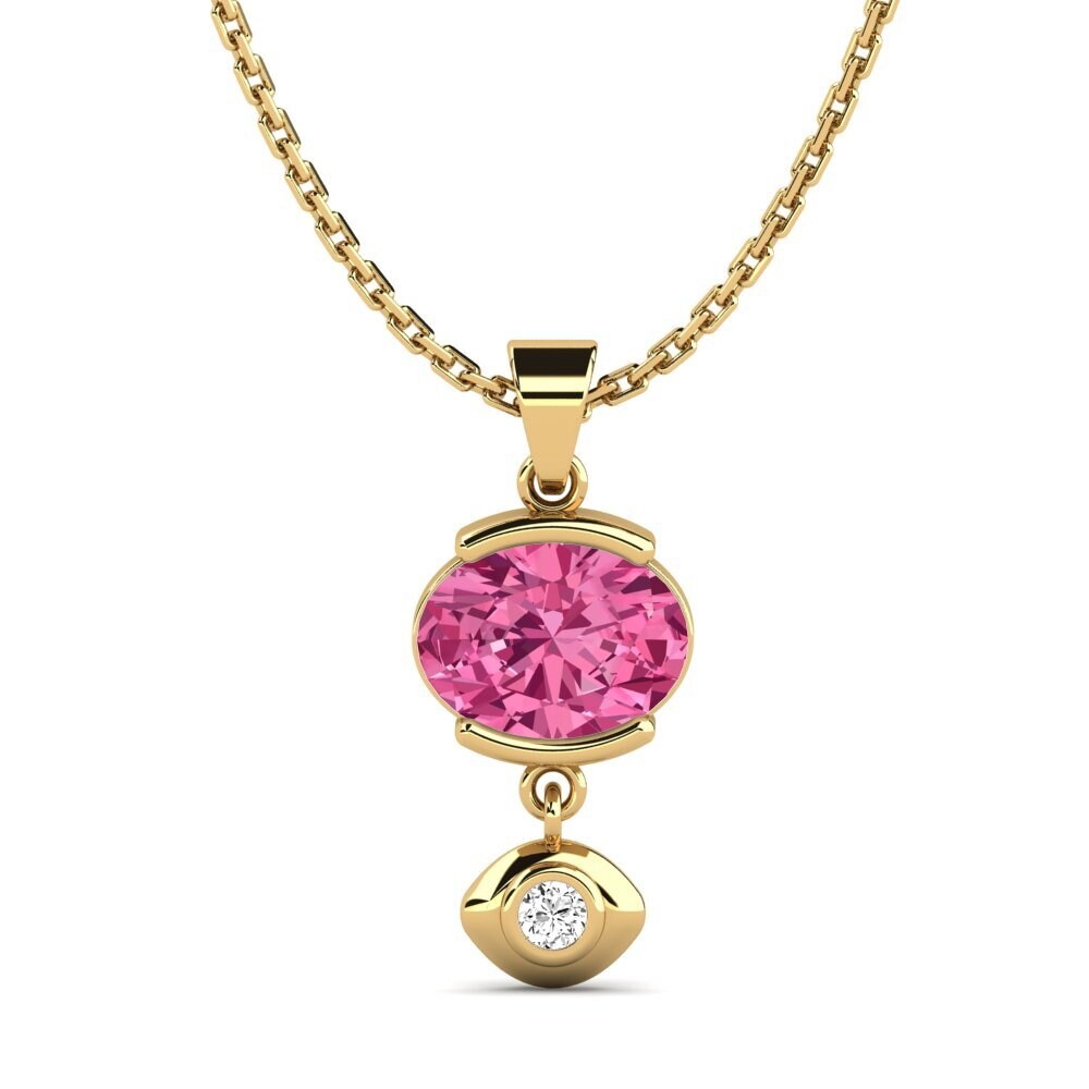 Bầu Dục Đá Tourmaline Hồng / Bích tỷ Mặt dây chuyền nữ Earlyn