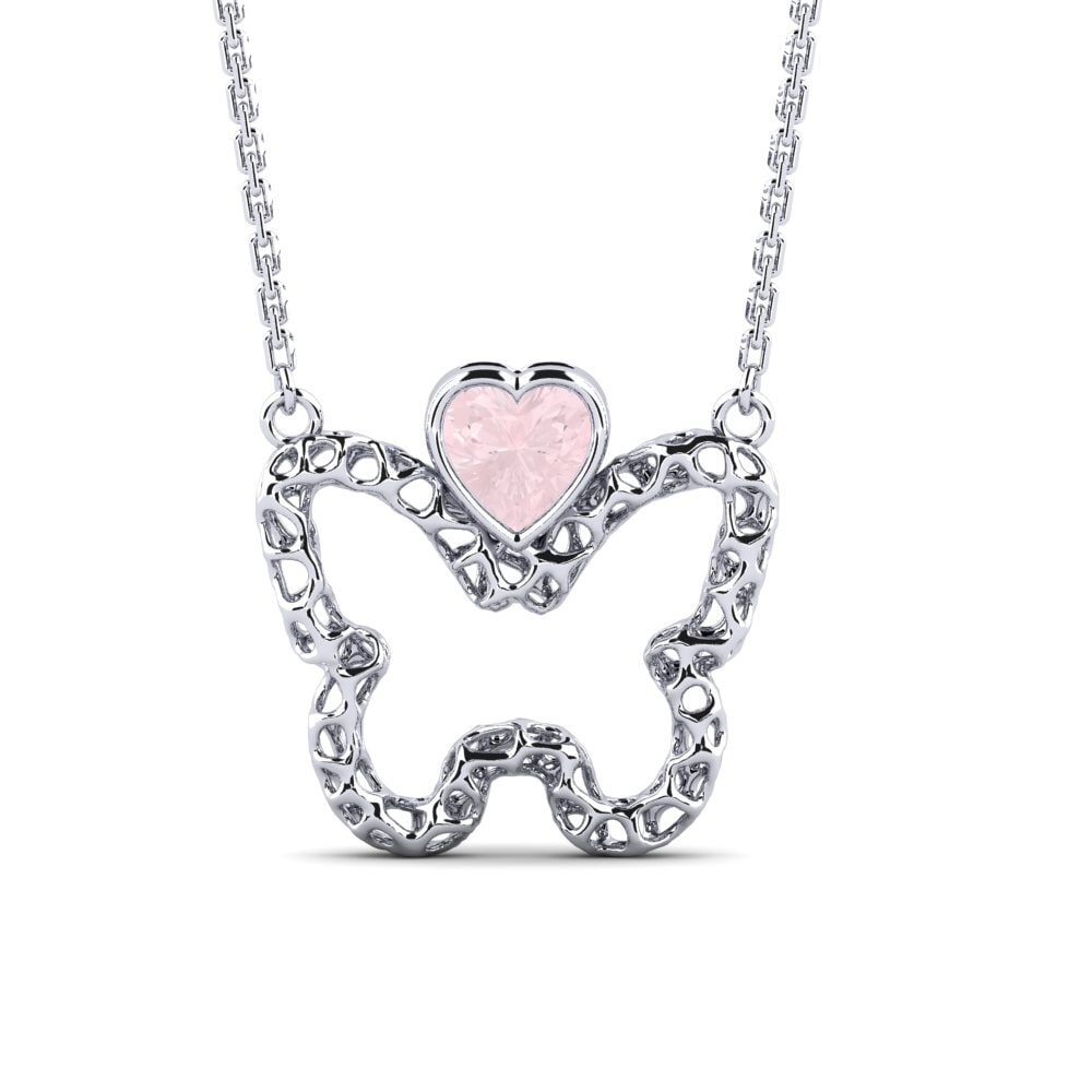 Plata 925 Cuarzo rosa Collar de Mujer Erdnio