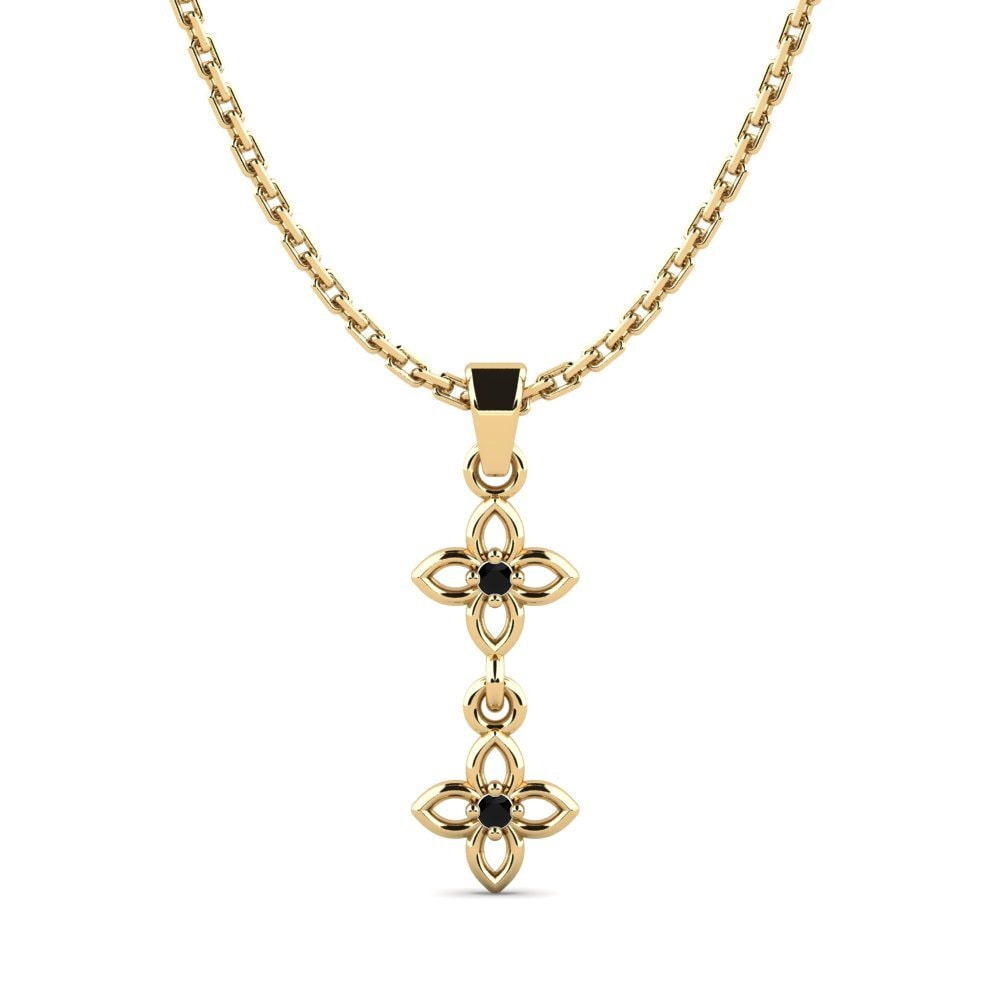 9k Oro Amarillo Zafiro negro Colgante de Mujer Nonpas