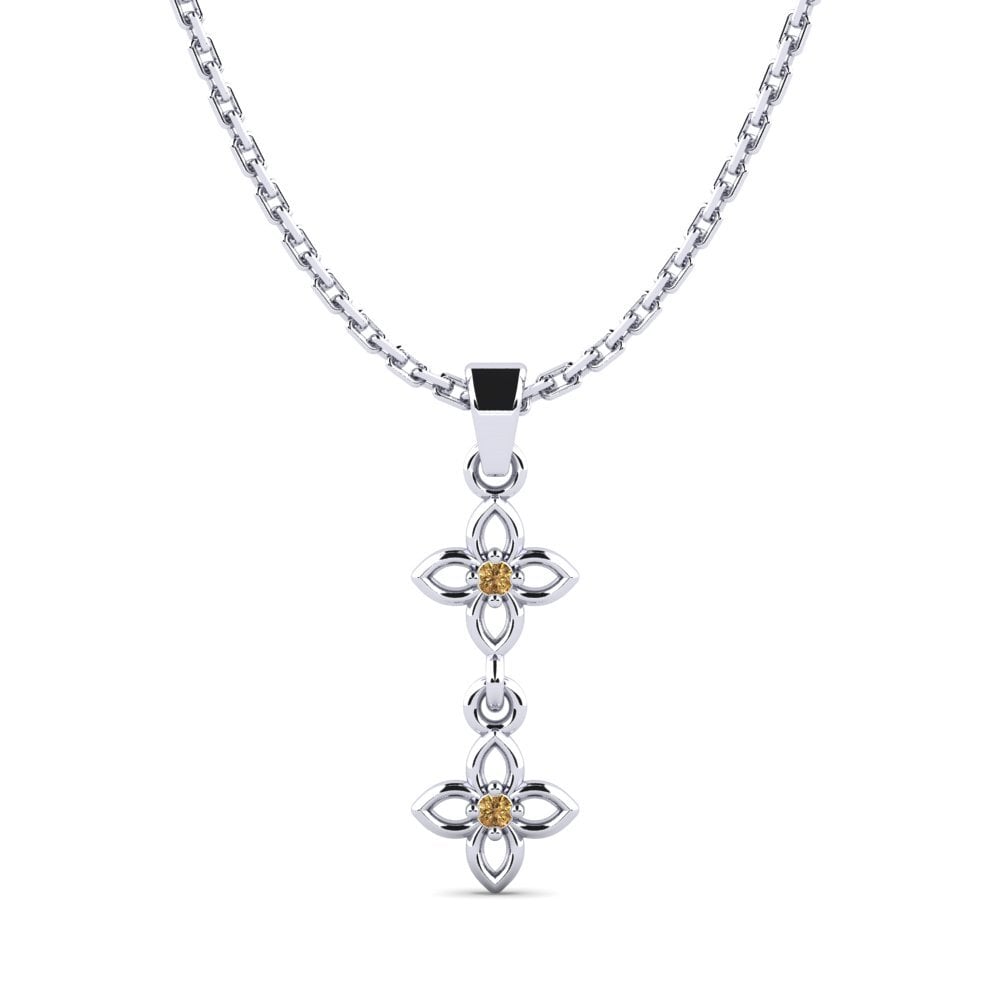 14k Oro Blanco Diamante café Colgante de Mujer Nonpas