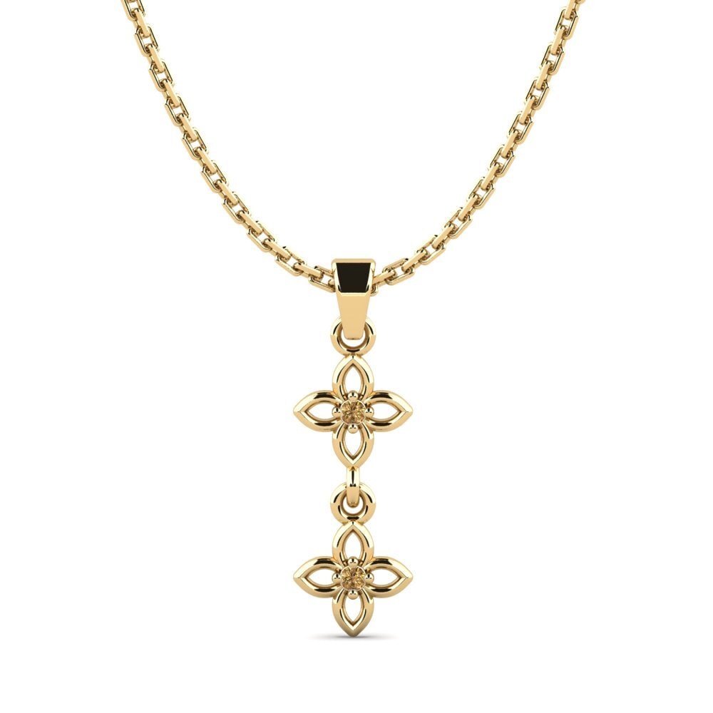 14k Oro Amarillo Diamante café Colgante de Mujer Nonpas