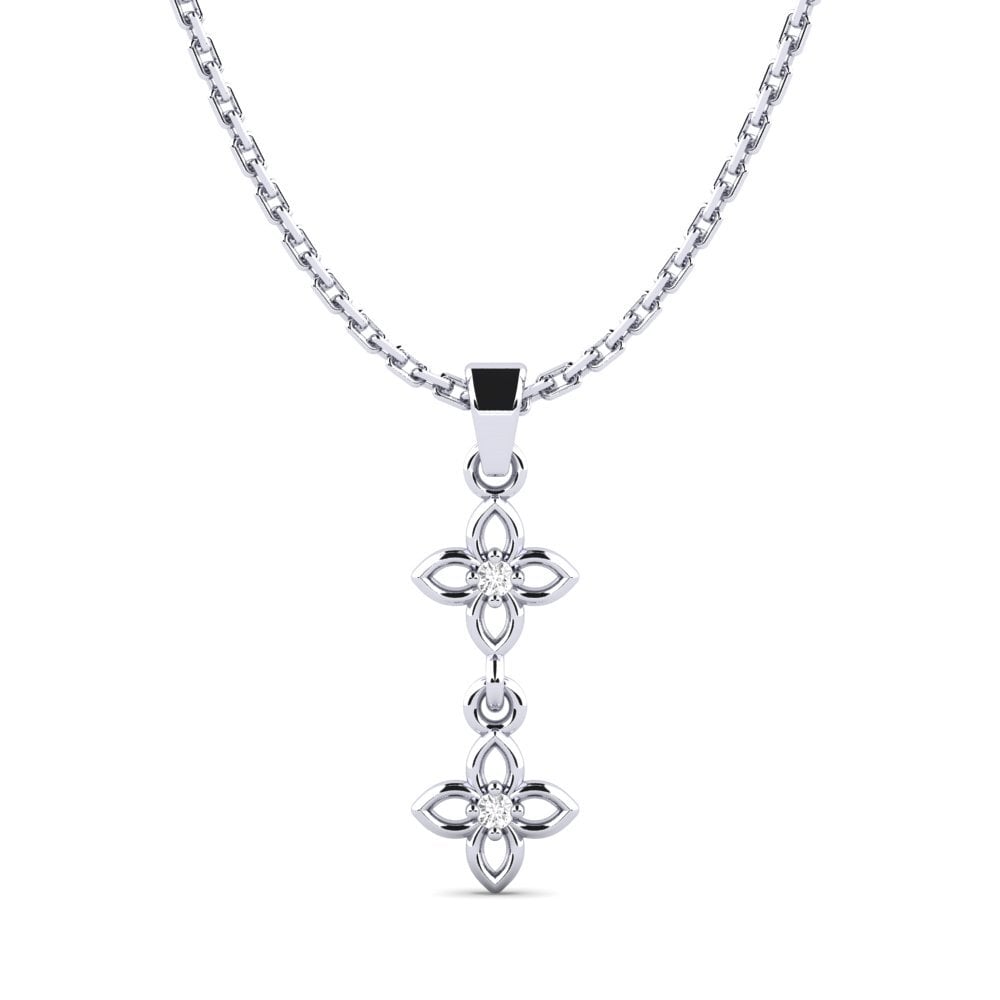 14k Oro Blanco Zafiro blanco Colgante de Mujer Nonpas