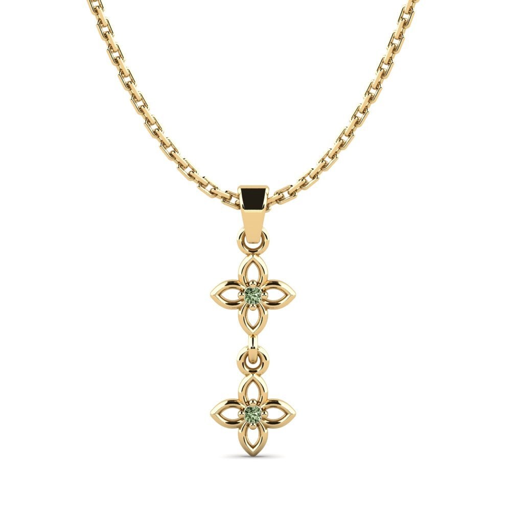 14k Oro Amarillo Diamante Verde Colgante de Mujer Nonpas