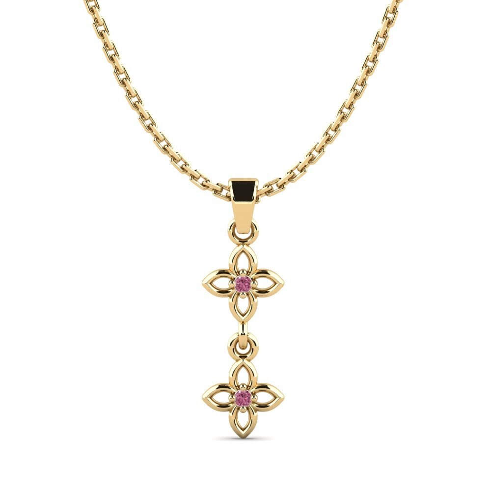 18k Oro Amarillo Granate Rhodolite Colgante de Mujer Nonpas
