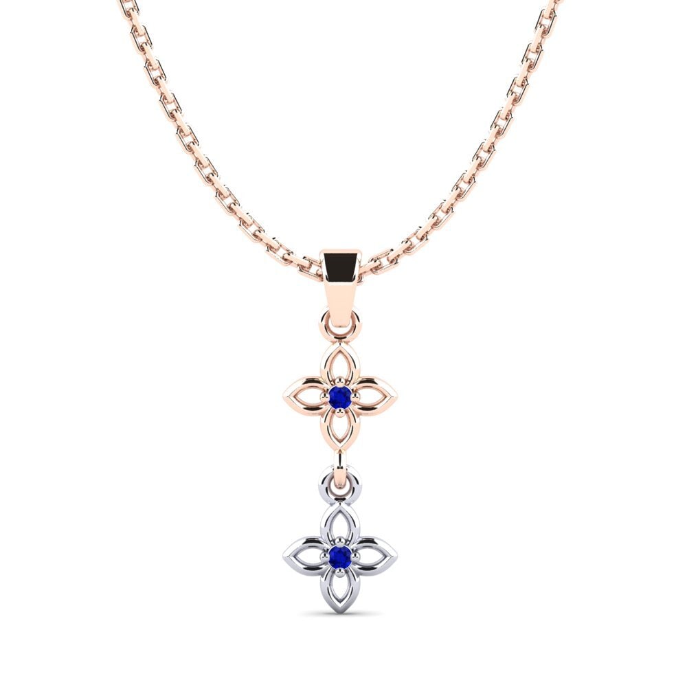 9k Oro Rosa & Blanco Zafiro Colgante de Mujer Nonpas