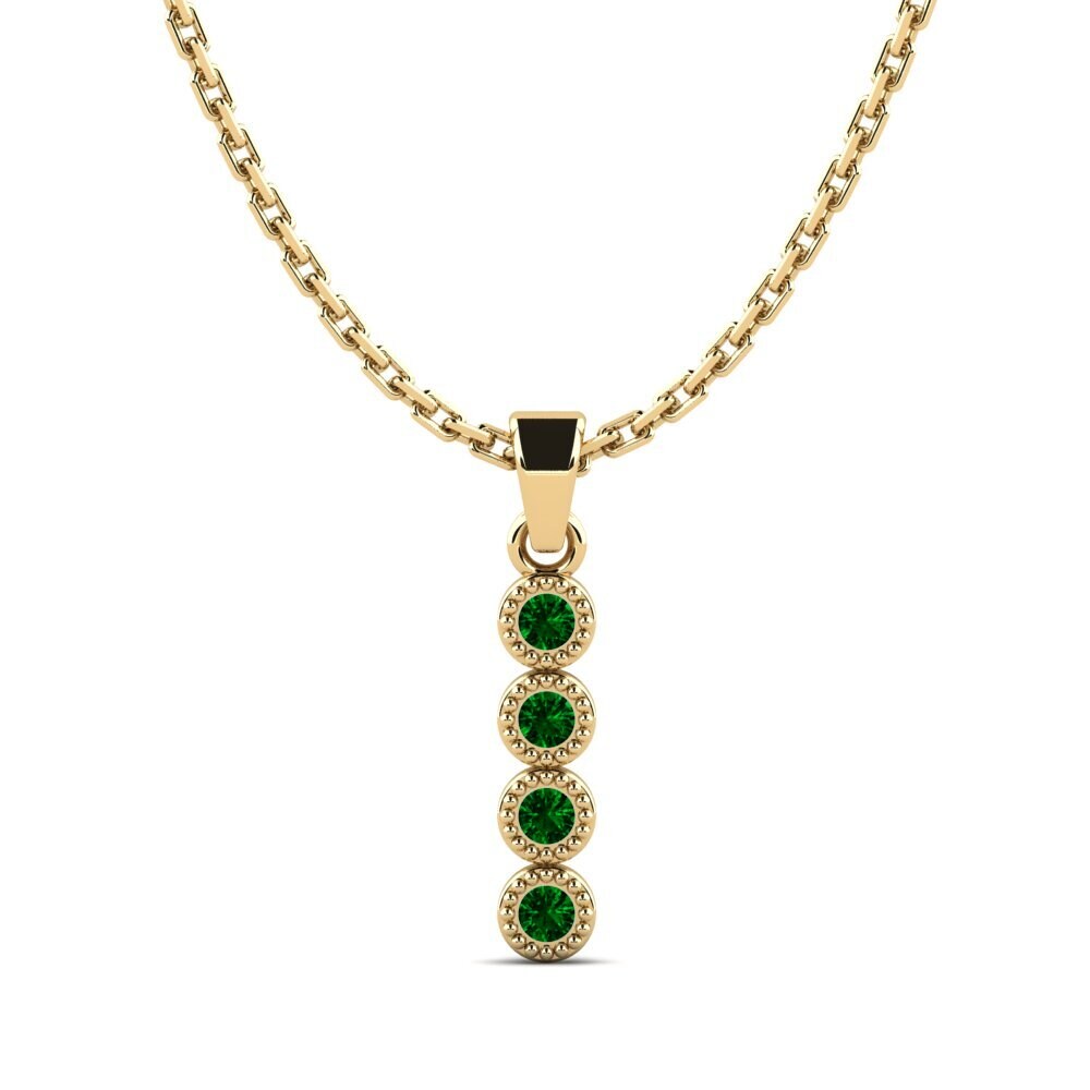 9k Oro Amarillo Circonita Verde Colgante de Mujer Notamment