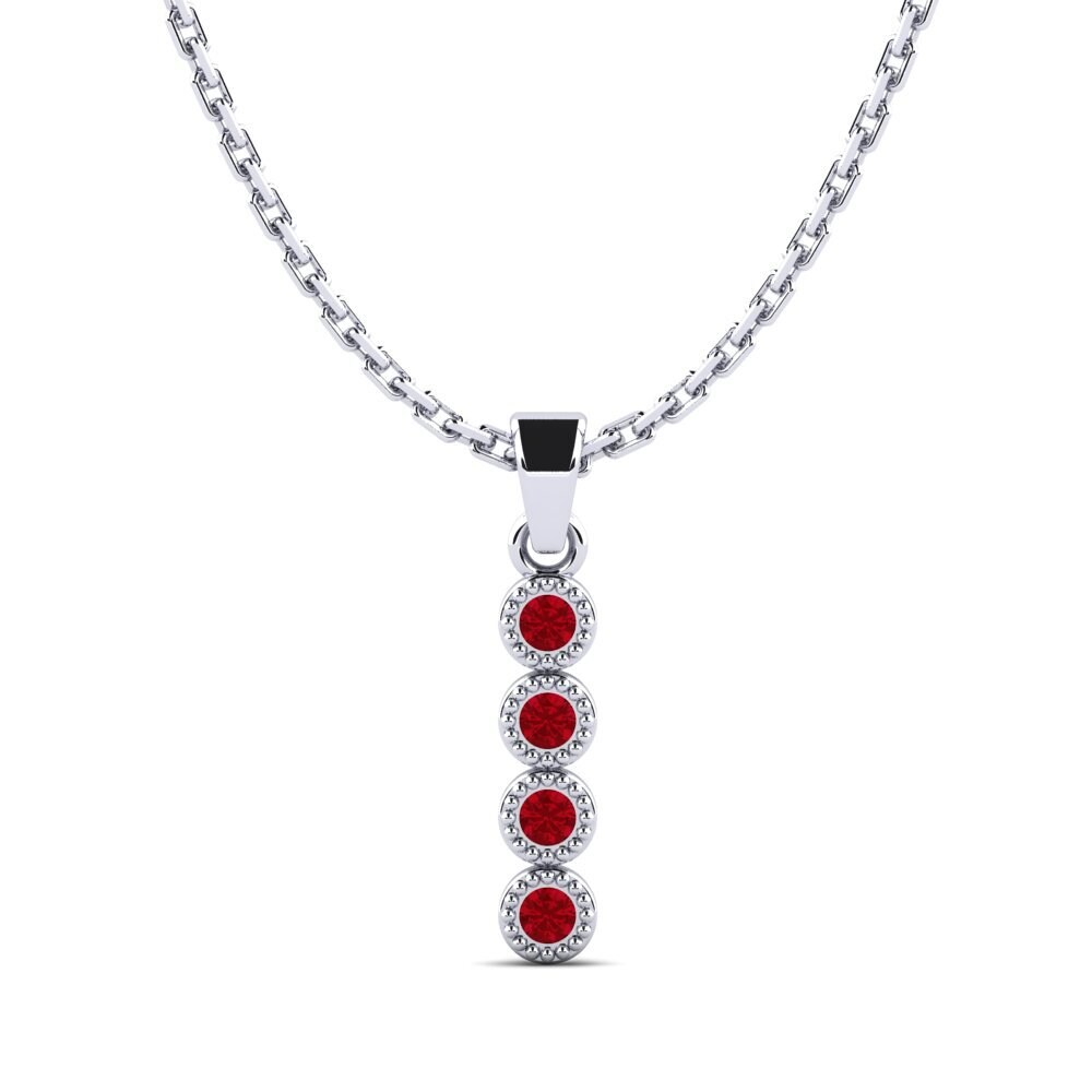 Platino 950 Circonita Roja Colgante de Mujer Notamment