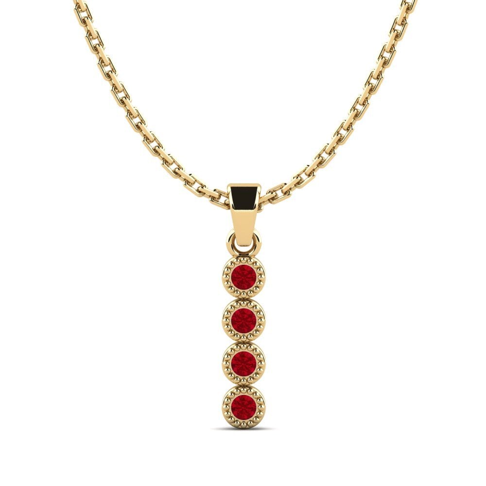 9k Oro Amarillo Circonita Roja Colgante de Mujer Notamment