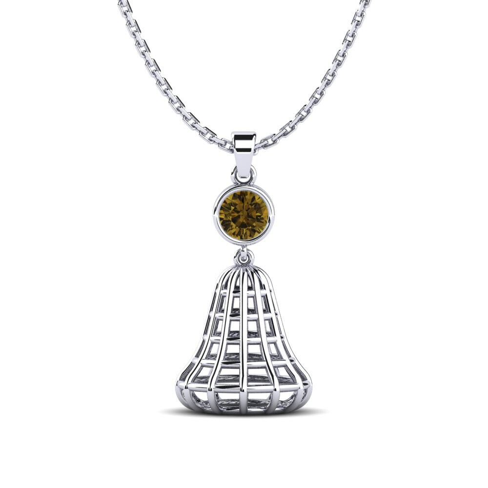 Plata 925 Circón Marrón Colgante de Mujer Oizneret