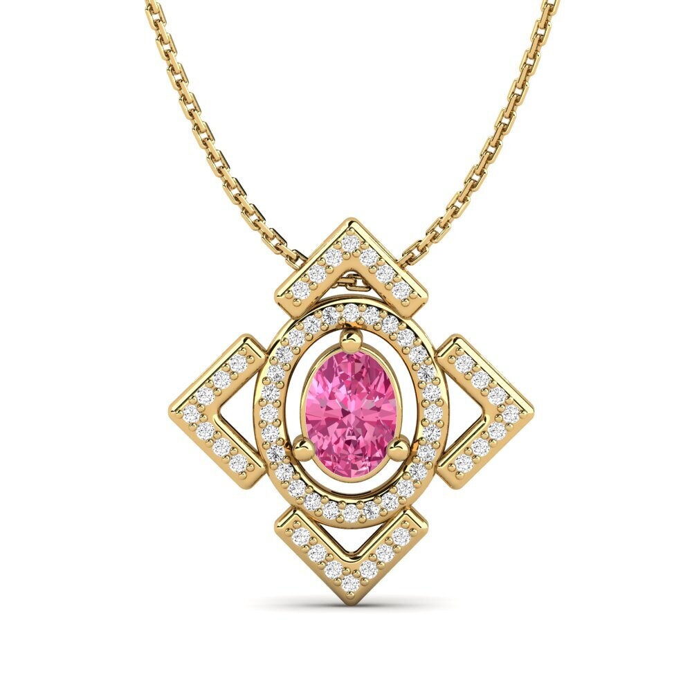 Bầu Dục Đá Tourmaline Hồng / Bích tỷ Mặt dây chuyền nữ Ombreux