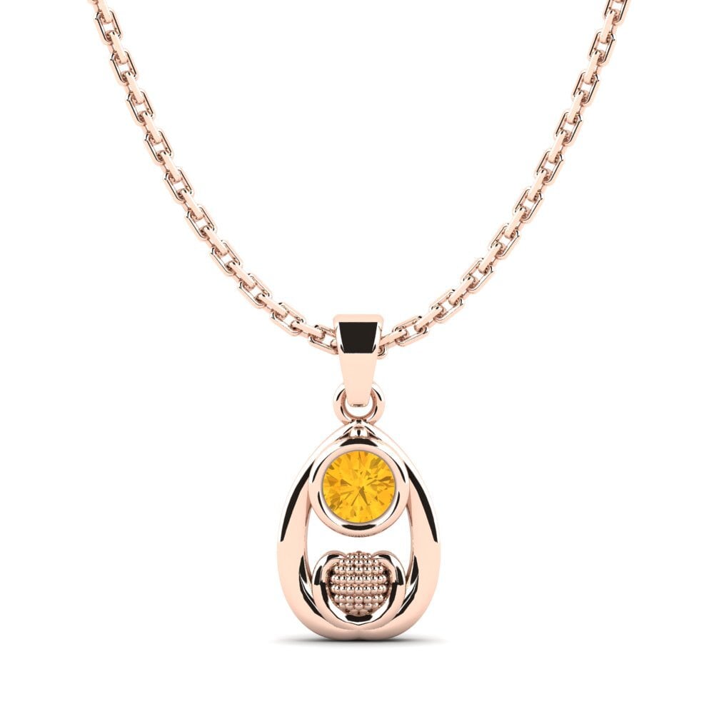 14k Oro Rosa Citrino Colgante de Mujer Ranula