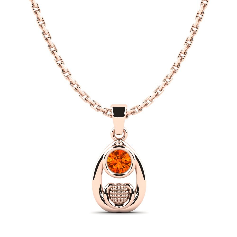 14k Oro Rosa Zafiro Naranja Colgante de Mujer Ranula