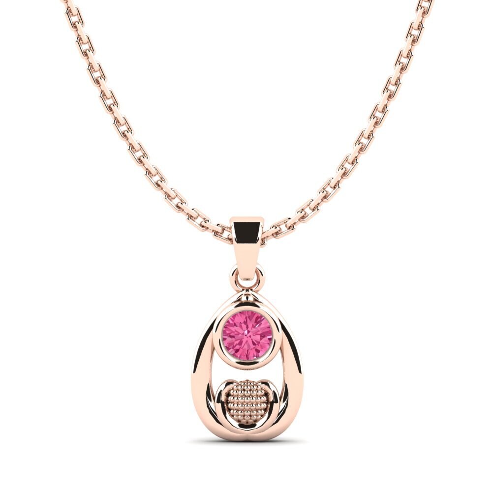 9k Oro Rosa Turmalina rosa Colgante de Mujer Ranula