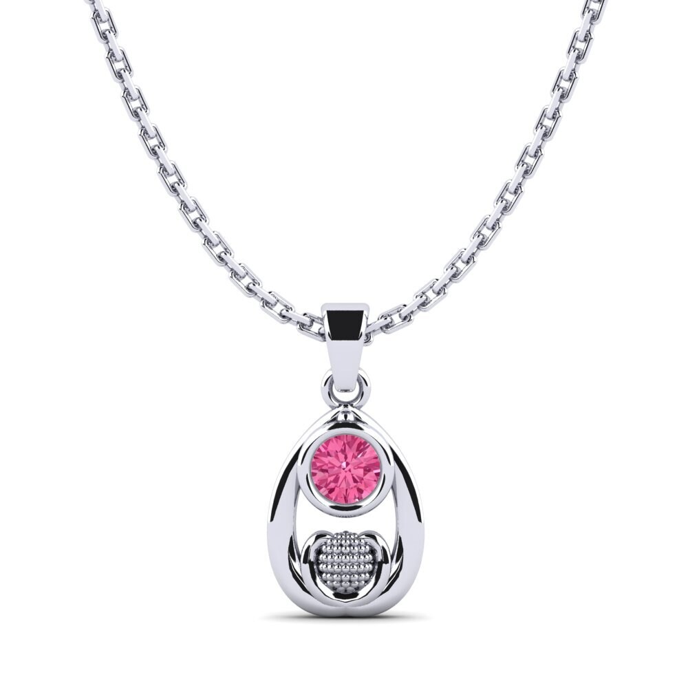 Platino 950 Turmalina rosa Colgante de Mujer Ranula
