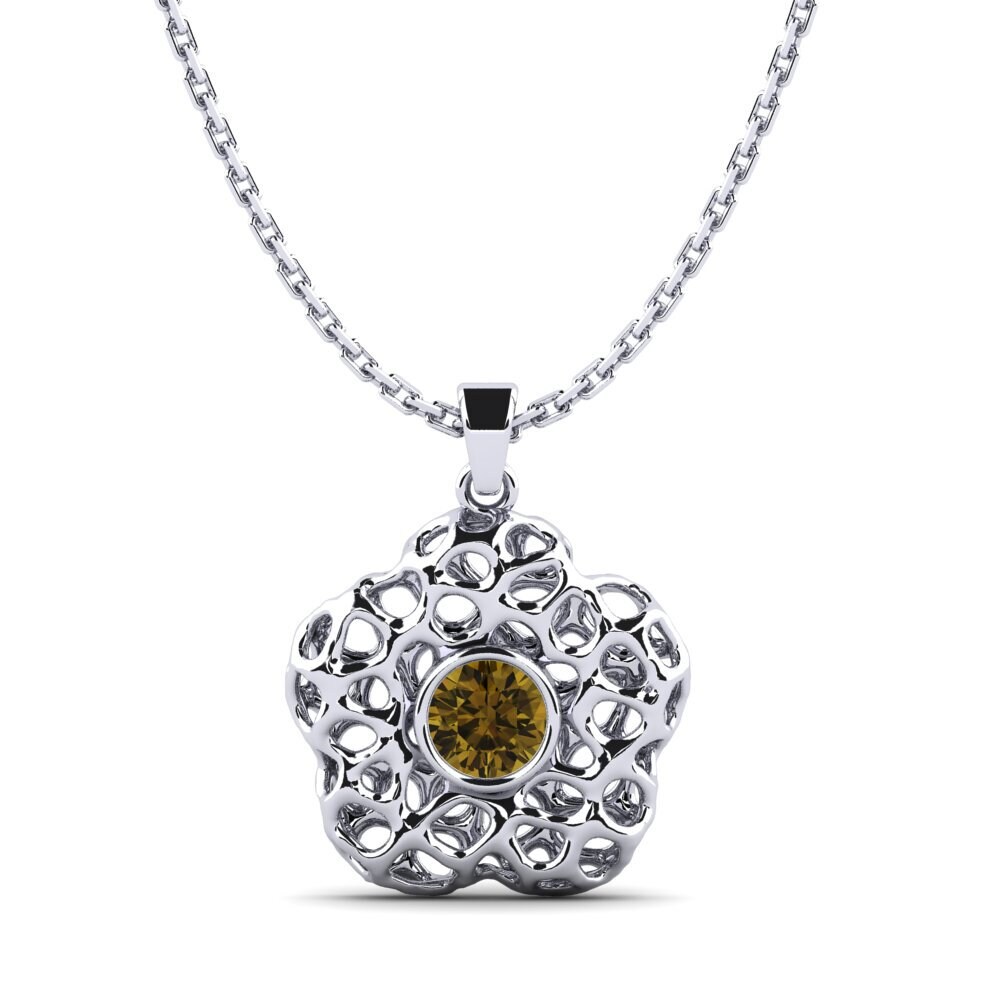 Plata 925 Circón Marrón Colgante de Mujer Suruka