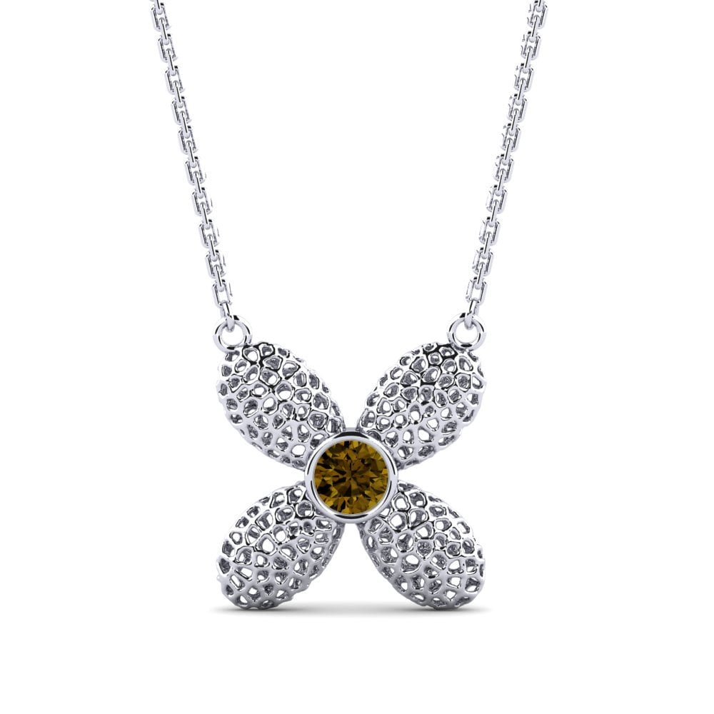 Plata 925 Circón Marrón Collar de Mujer Xueutcno