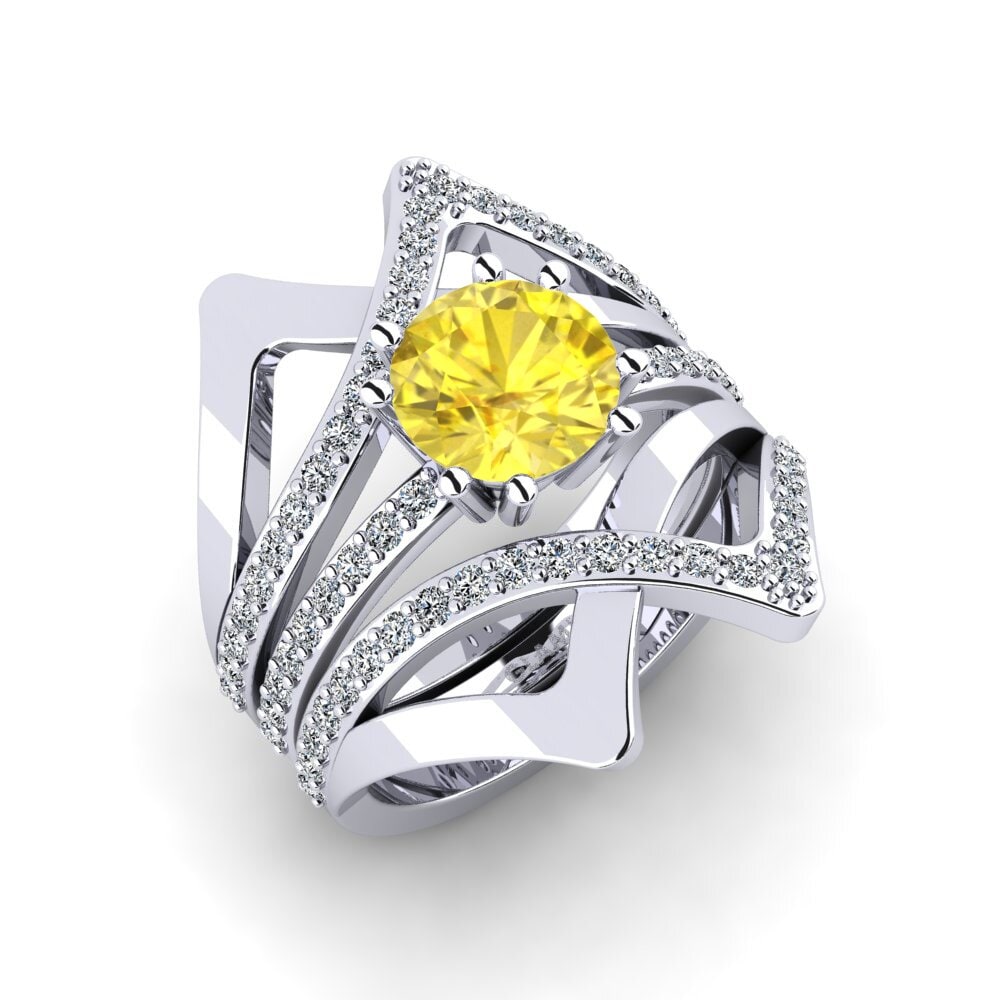 950 Platinum Yellow Sapphire Ring Aftio - SET