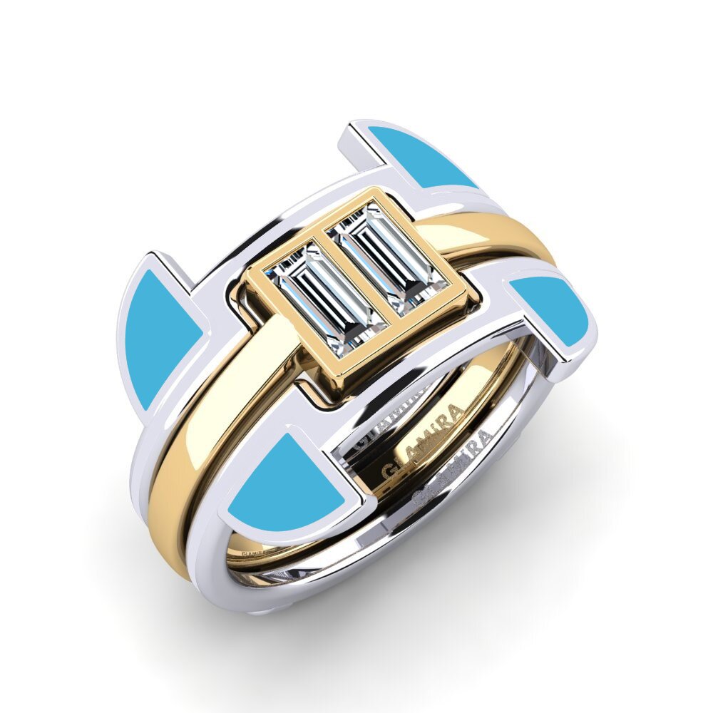9k Oro Blanco & Amarillo Anillo Fratteaa - SET