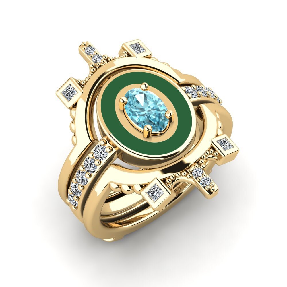 Blue Zircon Ring Harweaa - SET