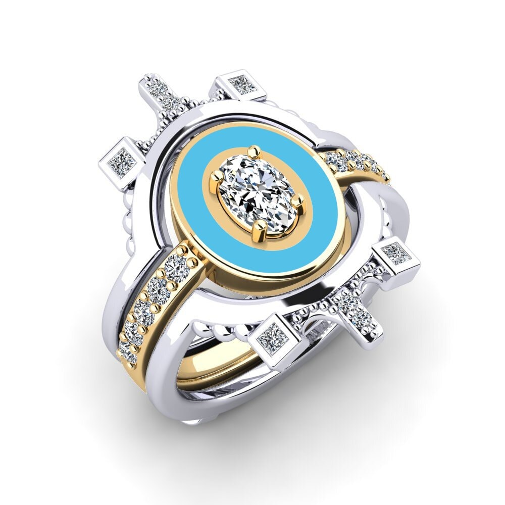 9k Oro Blanco & Amarillo Anillo Harweaa - SET
