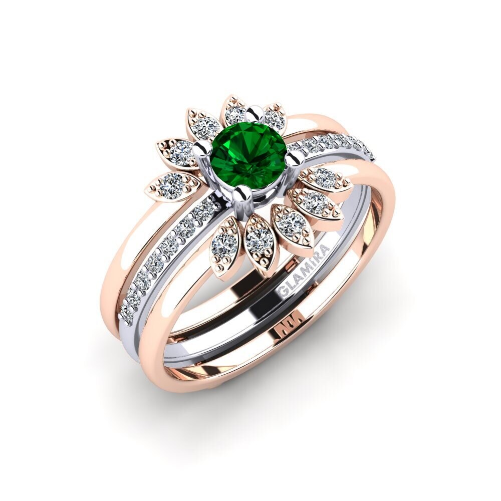 Buy Carat Round cut 18k Rose White Gold Green Zirconia
