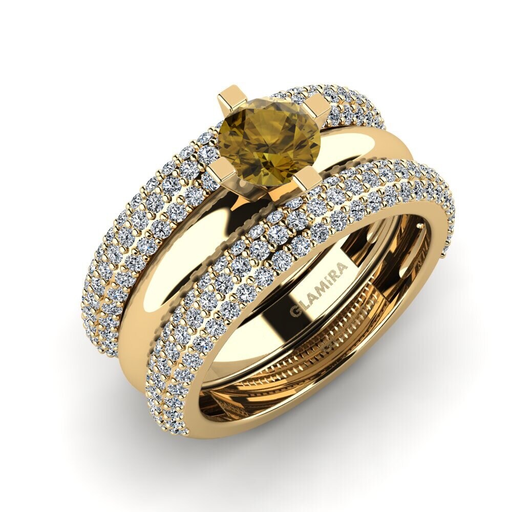Zircon Brun Bague Hyhtin - SET