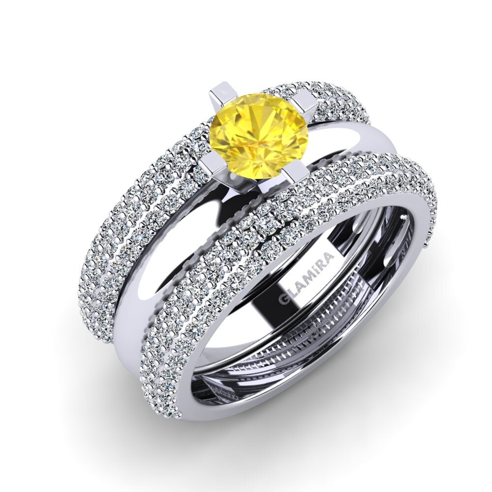950 Platinum Yellow Sapphire Ring Hyhtin - SET