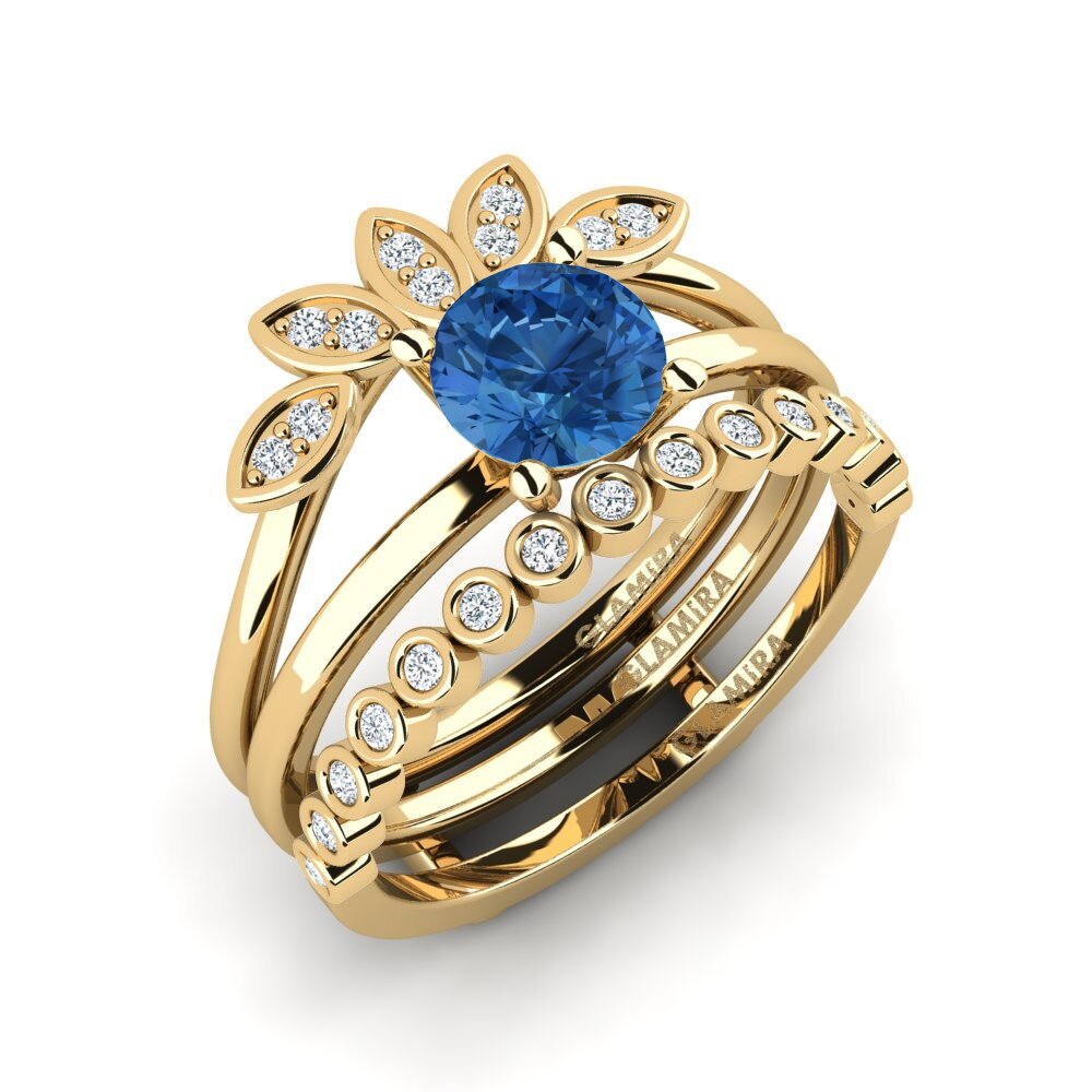 Dark Blue Zirconia Ring Jenli - SET