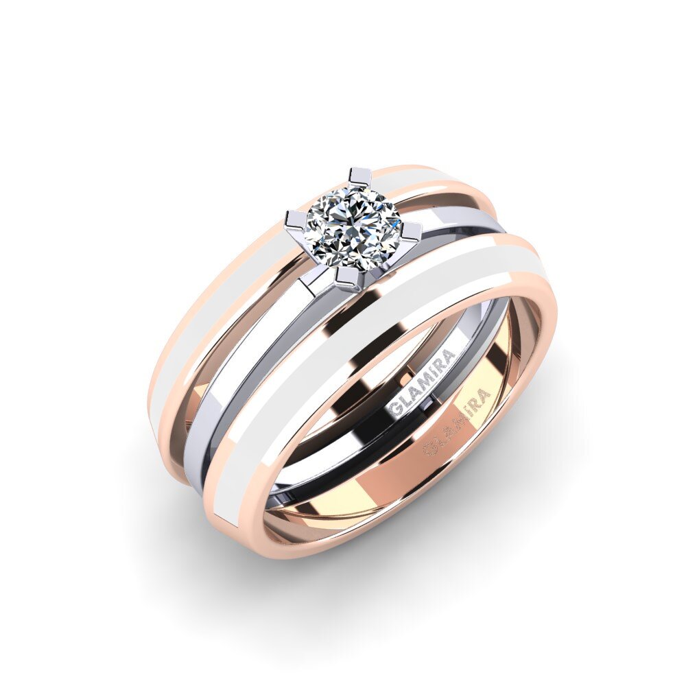 18k Oro Rosa & Blanco Anillo Kyndry - SET