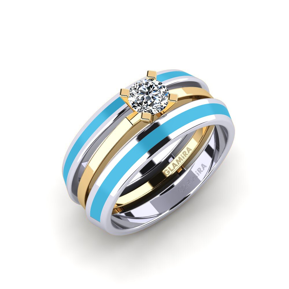 9k Oro Blanco & Amarillo Anillo Kyndry - SET