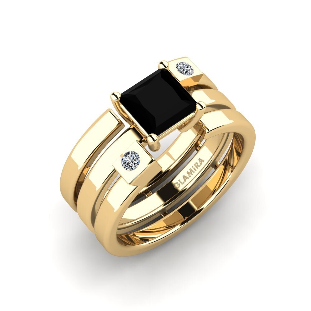 Zafiro negro Anillo Leal - SET