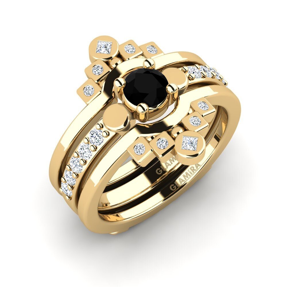 Zafiro negro Anillo Lmelania - SET