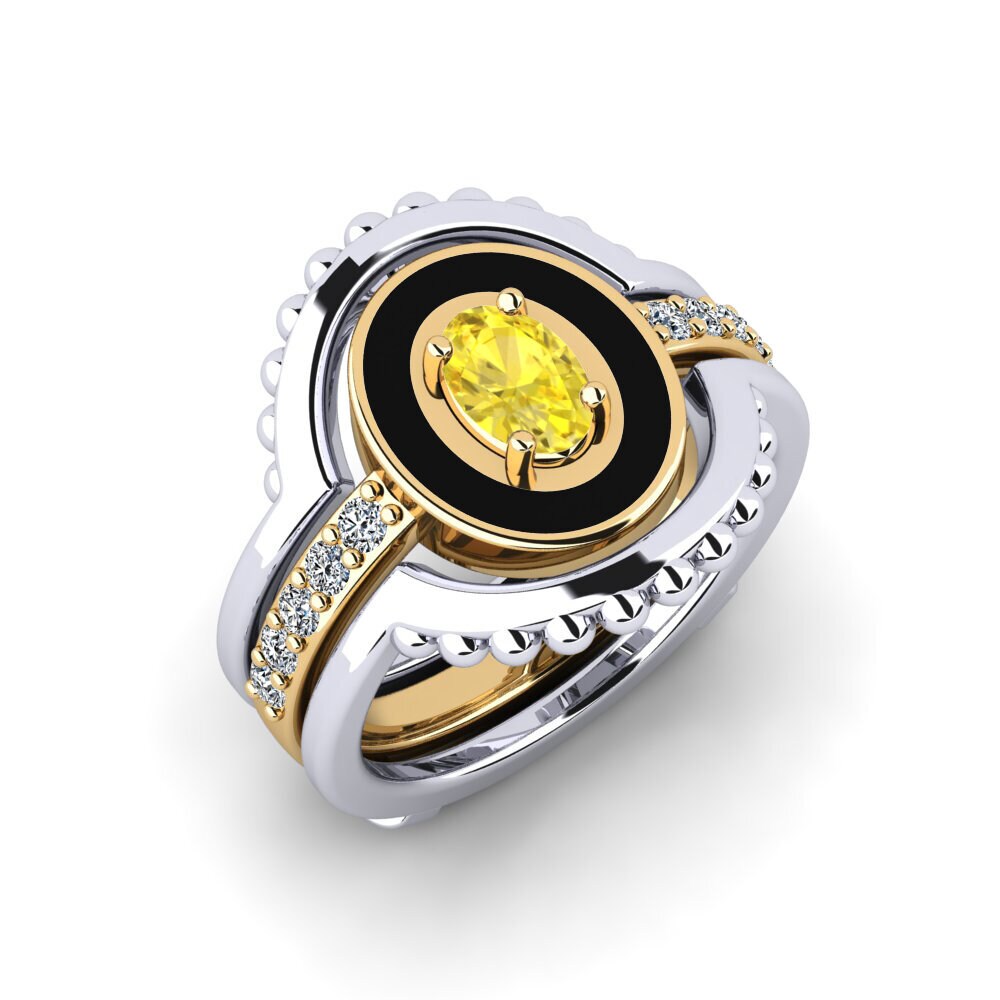 14ct White / Yellow Gold Yellow Sapphire Ring Lmingea - SET