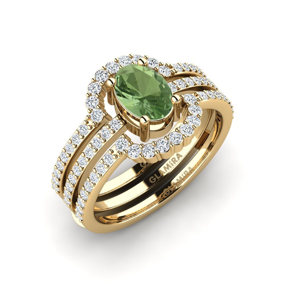 Zafiro Verde Anillo Memedr - SET