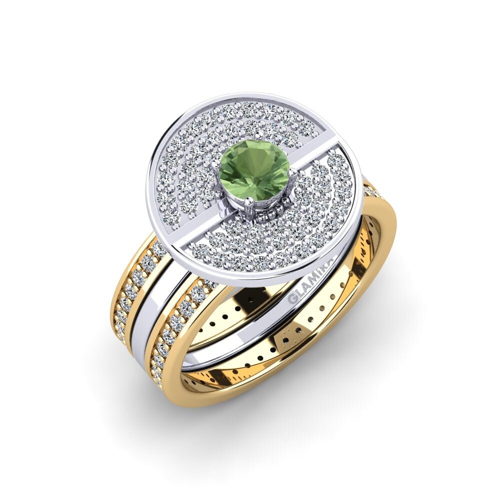 14ct White / Yellow Gold Green Sapphire Ring Nadiaxc - SET