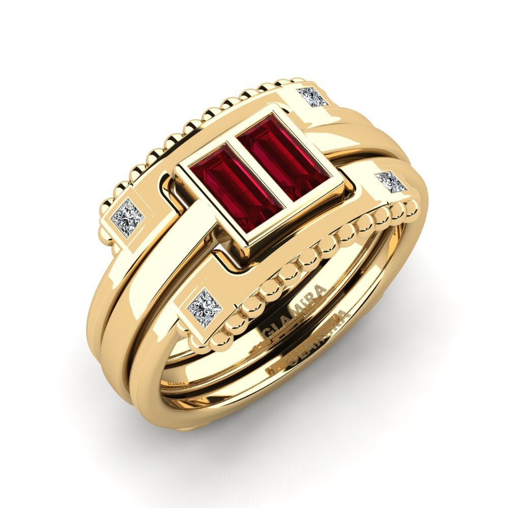 Red Zirconia Ring Nealduna - SET