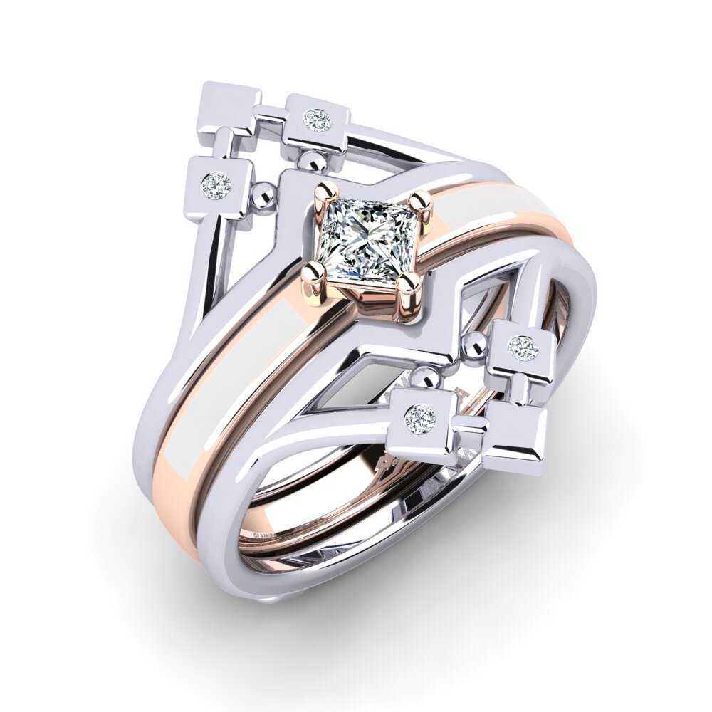 750 Weiß & Rotgold Ring Nerwyrsa - SET