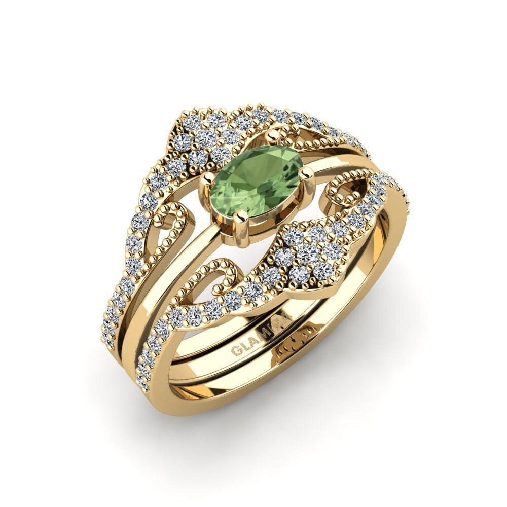 Zafiro Verde Anillo Newom - SET