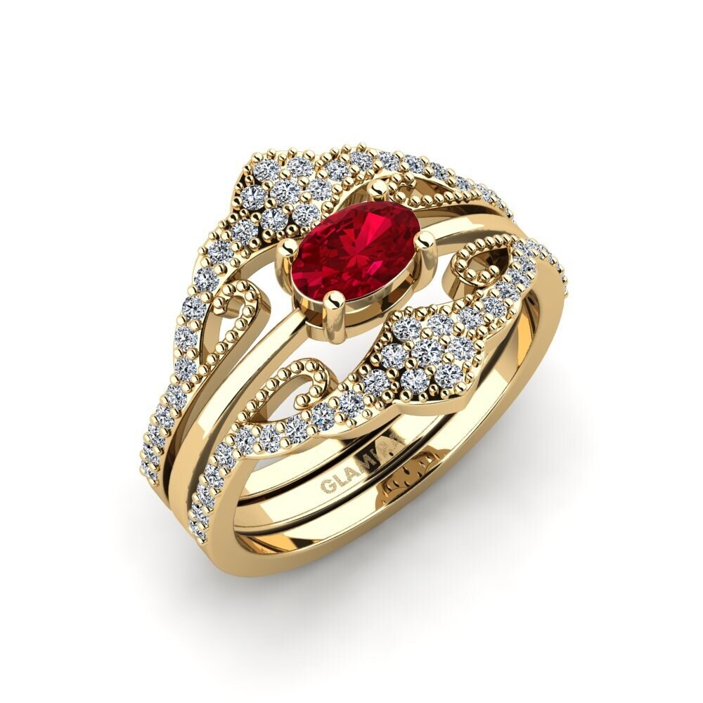 Red Zirconia Ring Newom - SET
