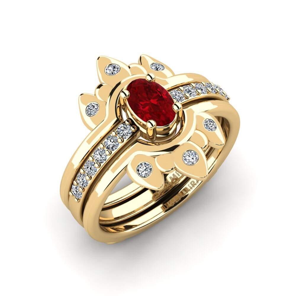 Red Zirconia Ring Ngana - SET