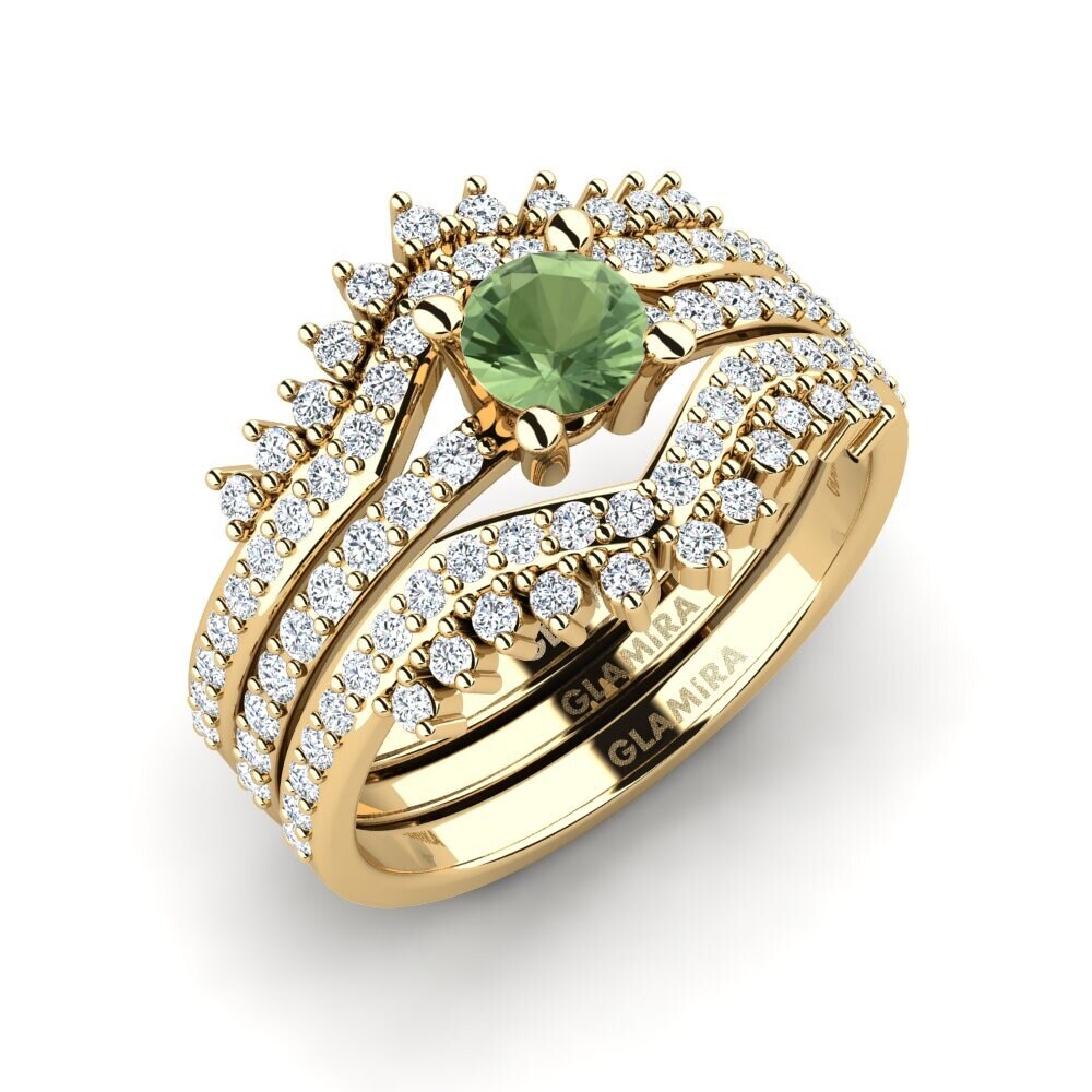 Zafiro Verde Anillo Nodes - SET