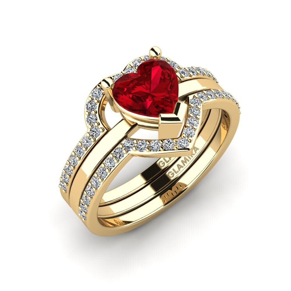 Red Zirconia Ring Ofongu - SET
