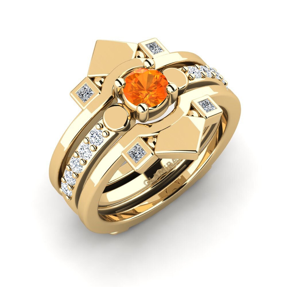 Zafiro Naranja Anillo Pativera - SET