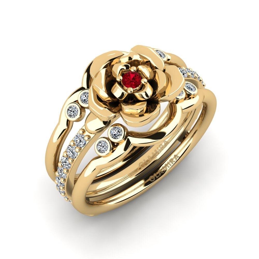 Red Zirconia Ring Punni - SET